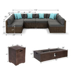 COSIEST 9-piece Outdoor Sectional Sofa Set with Fire Table