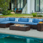 COSIEST 9-piece Outdoor Sectional Sofa Set with Fire Table