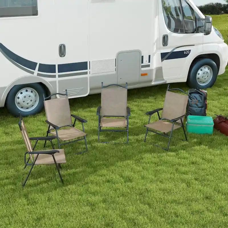 Outsunny Folding Patio Chairs, Set of 4 Sports Chairs for Adults, Camping Chairs