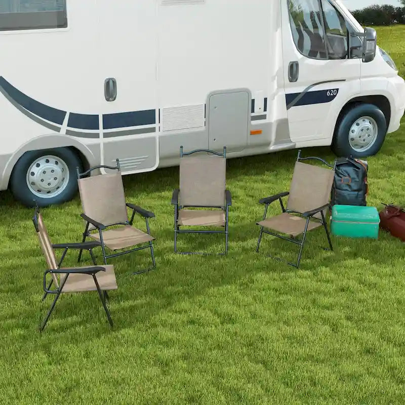 Outsunny Folding Patio Chairs, Set of 4 Sports Chairs for Adults, Camping Chairs