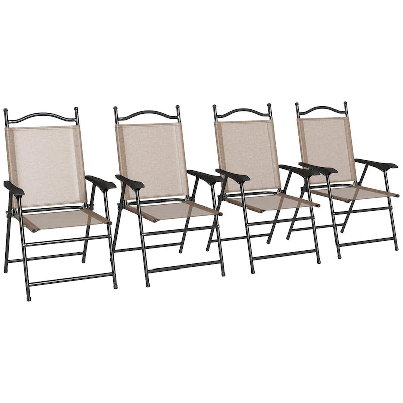 Outsunny Folding Patio Chairs, Set of 4 Sports Chairs for Adults, Camping Chairs