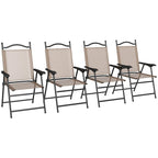 Outsunny Folding Patio Chairs, Set of 4 Sports Chairs for Adults, Camping Chairs