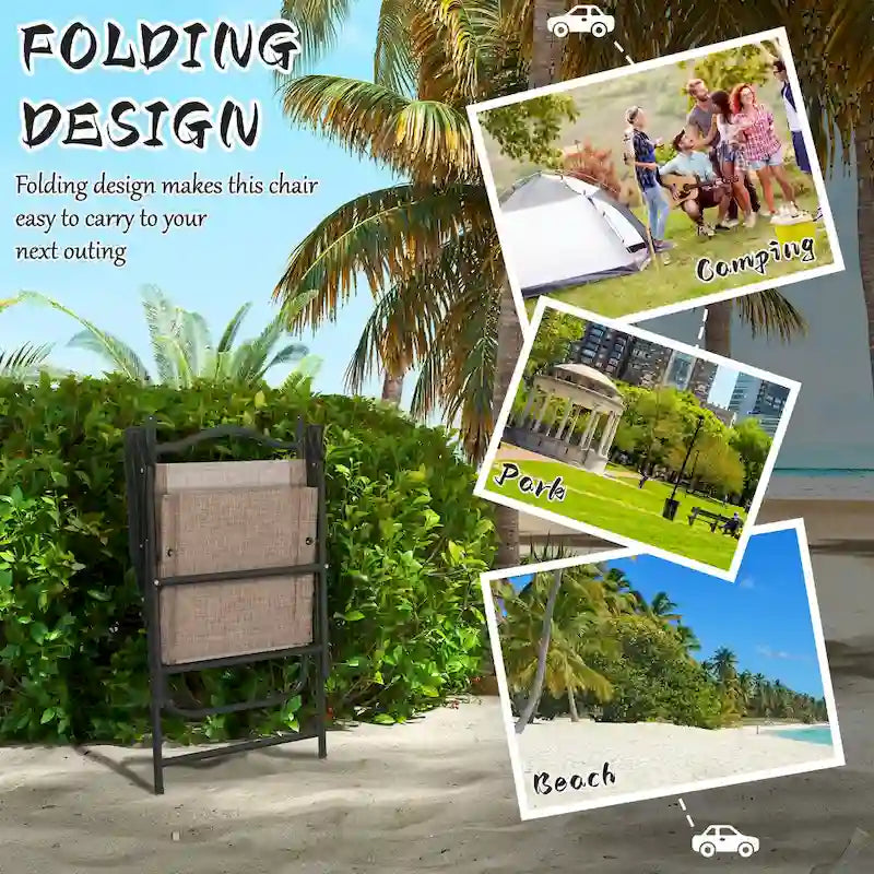 Outsunny Folding Patio Chairs, Set of 4 Sports Chairs for Adults, Camping Chairs