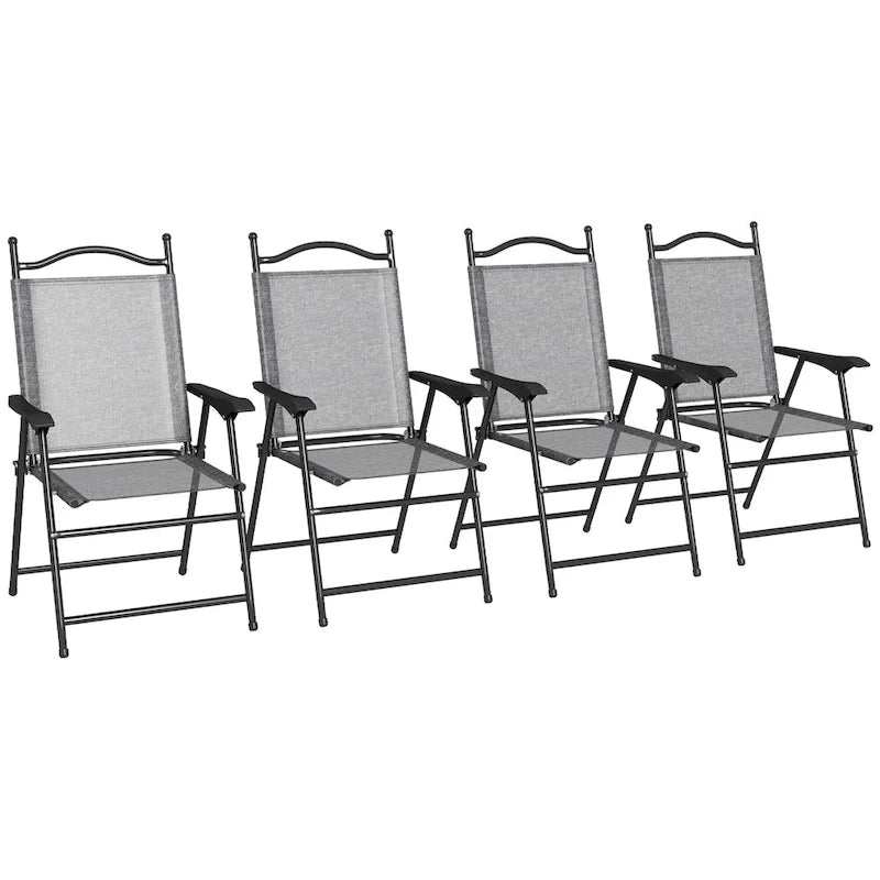 Outsunny Folding Patio Chairs, Set of 4 Sports Chairs for Adults, Camping Chairs