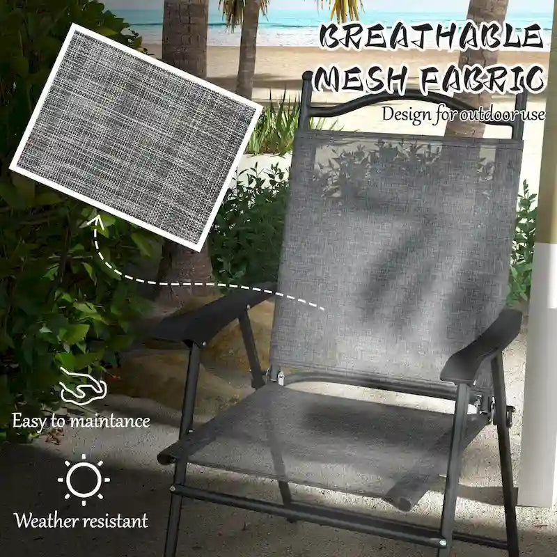 Outsunny Folding Patio Chairs, Set of 4 Sports Chairs for Adults, Camping Chairs