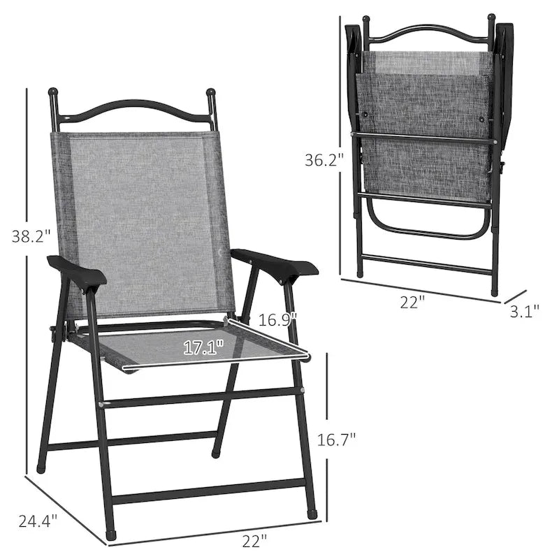 Outsunny Folding Patio Chairs, Set of 4 Sports Chairs for Adults, Camping Chairs