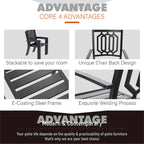 MAISON ARTS Outdoor Patio Dining Set with Steel Stackable Chairs and Expandable Table
