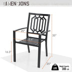 MAISON ARTS Outdoor Patio Dining Set with Steel Stackable Chairs and Expandable Table