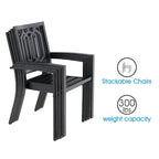 MAISON ARTS Outdoor Patio Dining Set with Steel Stackable Chairs and Expandable Table