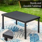 MAISON ARTS Outdoor Patio Dining Set with Steel Stackable Chairs and Expandable Table
