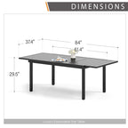MAISON ARTS Outdoor Patio Dining Set with Steel Stackable Chairs and Expandable Table