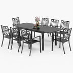 MAISON ARTS Outdoor Patio Dining Set with Steel Stackable Chairs and Expandable Table