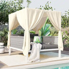Outdoor Patio Sunbed with Curtains