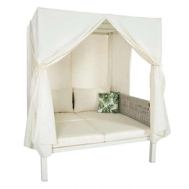 Outdoor Patio Sunbed with Curtains