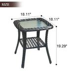 XIZZI Patio Wicker Side Table with Toughened Glass Top