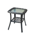 XIZZI Patio Wicker Side Table with Toughened Glass Top