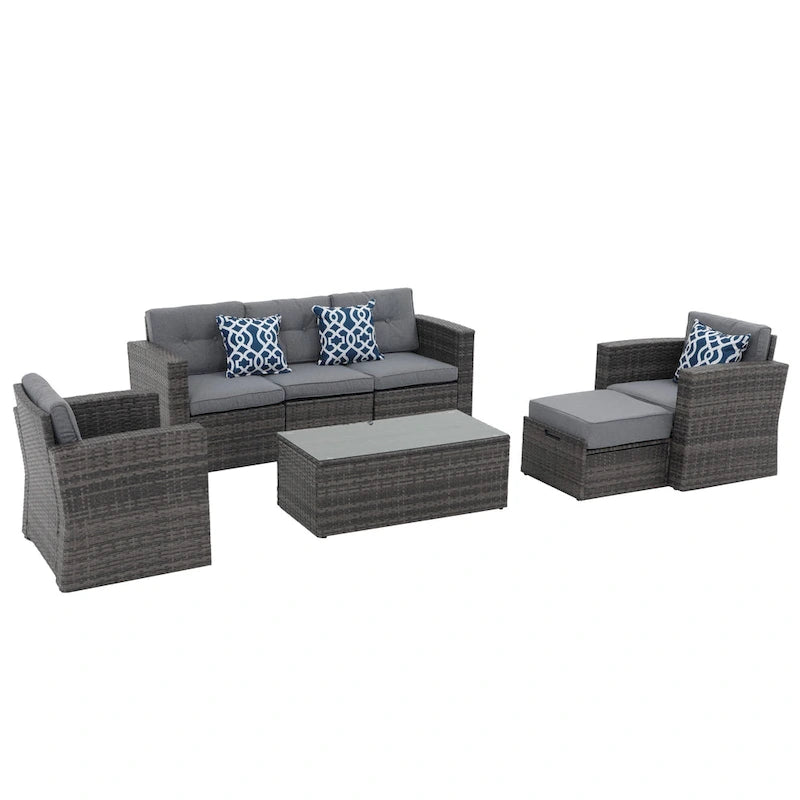 Outdoor 7-Piece Wicker Sectional Sofa Set