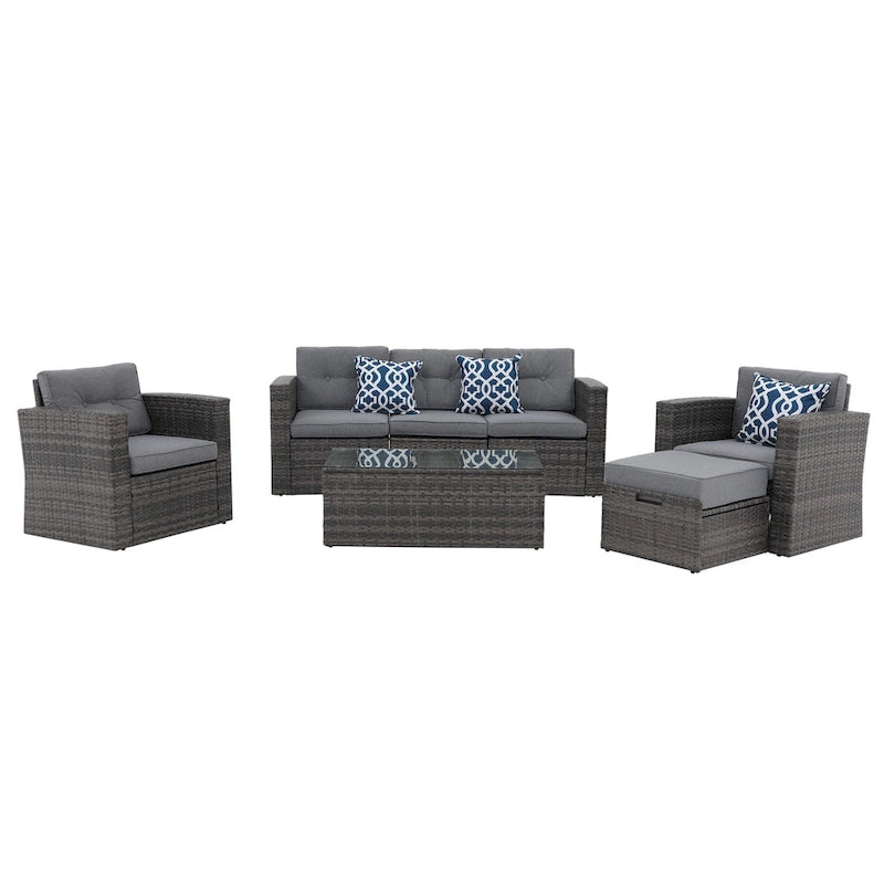 Outdoor 7-Piece Wicker Sectional Sofa Set