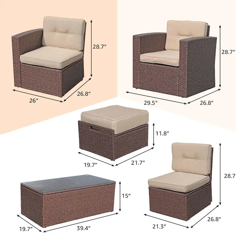 Outdoor 7-Piece Wicker Sectional Sofa Set