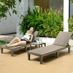 Erommy Chaise Lounges, All-Weather Patio Loungers with 5-Position Adjustable Backrest & Wood Texture Design, Reclining Chair