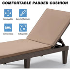 Erommy Chaise Lounges, All-Weather Patio Loungers with 5-Position Adjustable Backrest & Wood Texture Design, Reclining Chair