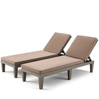 Erommy Chaise Lounges, All-Weather Patio Loungers with 5-Position Adjustable Backrest & Wood Texture Design, Reclining Chair