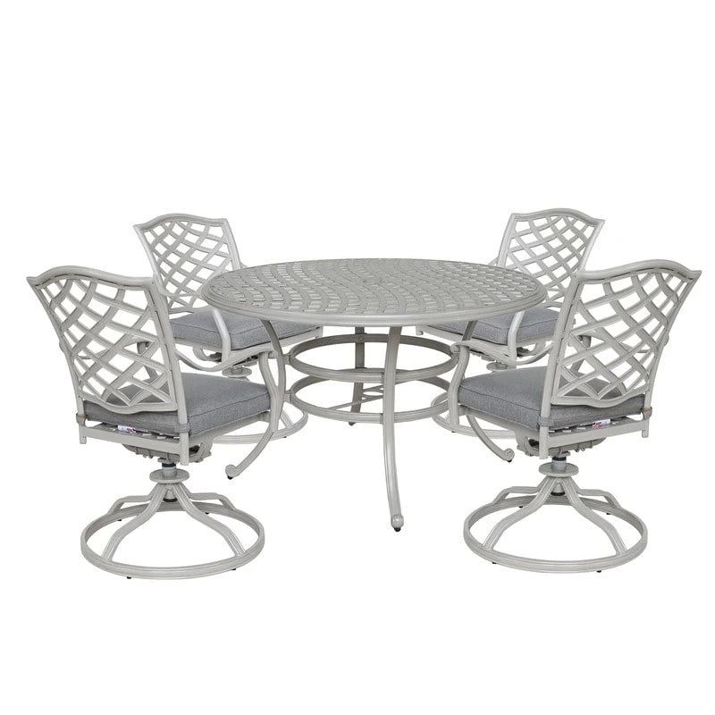 Torino Aluminum 5 Piece Round Dining Set with 4 Swivel Rockers - N/A