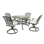 Torino Aluminum 5 Piece Round Dining Set with 4 Swivel Rockers - N/A