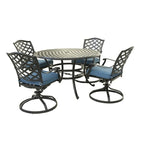 Torino Aluminum 5 Piece Round Dining Set with 4 Swivel Rockers - N/A
