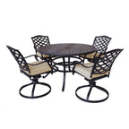Torino Aluminum 5 Piece Round Dining Set with 4 Swivel Rockers - N/A