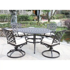 Torino Aluminum 5 Piece Round Dining Set with 4 Swivel Rockers - N/A