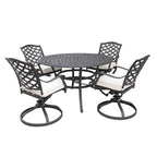 Torino Aluminum 5 Piece Round Dining Set with 4 Swivel Rockers - N/A