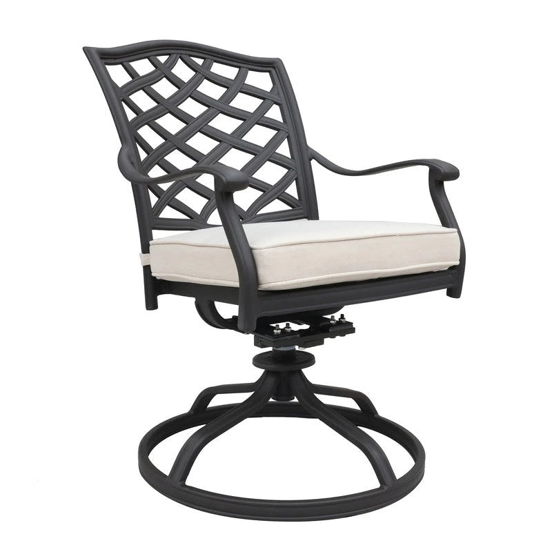 Torino Aluminum 5 Piece Round Dining Set with 4 Swivel Rockers - N/A