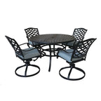 Torino Aluminum 5 Piece Round Dining Set with 4 Swivel Rockers - N/A