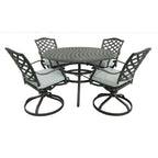 Torino Aluminum 5 Piece Round Dining Set with 4 Swivel Rockers - N/A