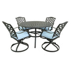 Torino Aluminum 5 Piece Round Dining Set with 4 Swivel Rockers - N/A