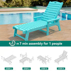 78.7 Long Reclining Outdoor Chaise Lounge