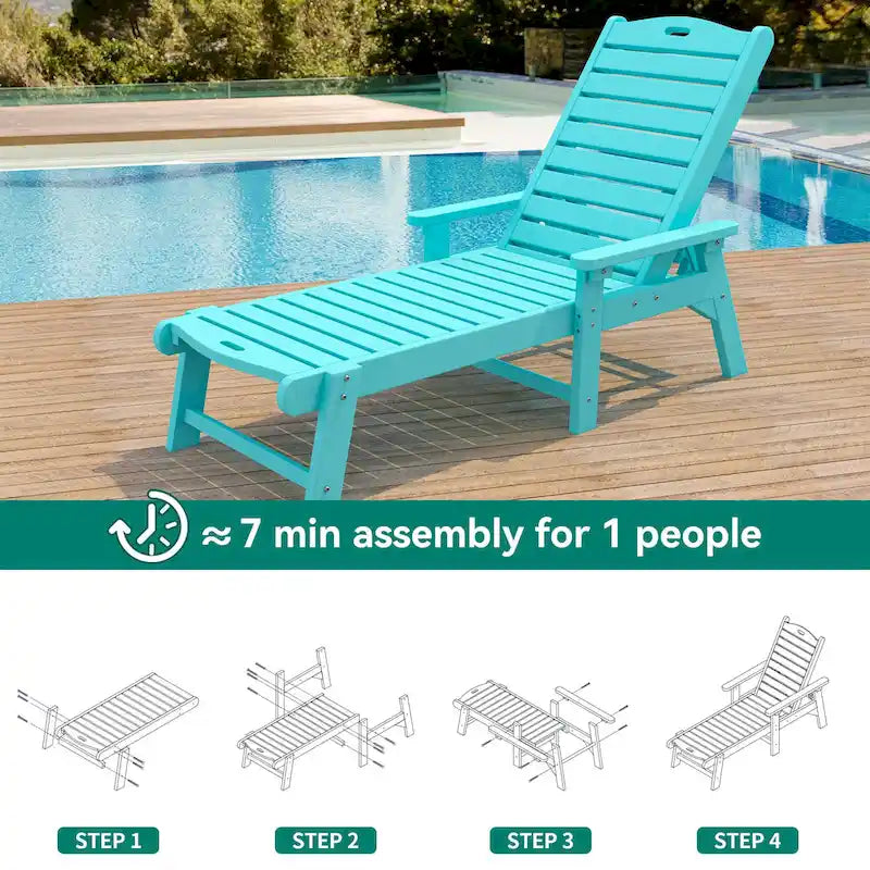 78.7 Long Reclining Outdoor Chaise Lounge
