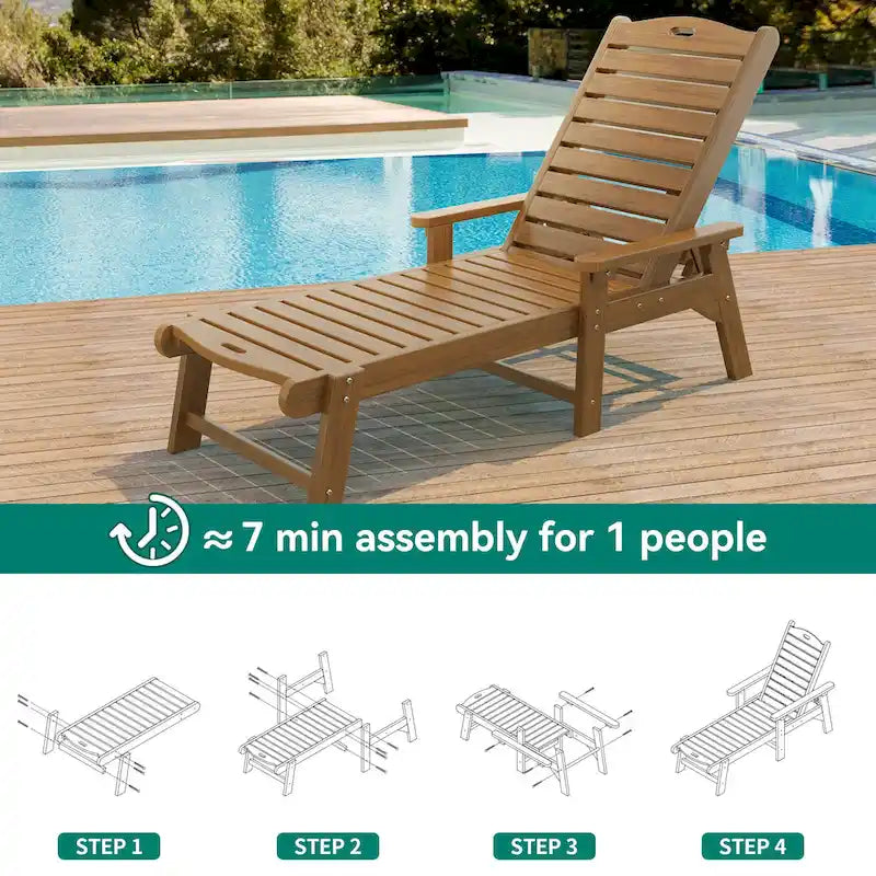 78.7 Long Reclining Outdoor Chaise Lounge