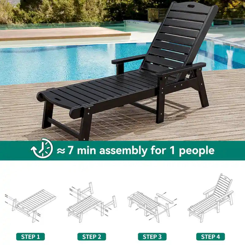 78.7 Long Reclining Outdoor Chaise Lounge