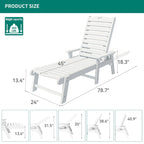 78.7 Long Reclining Outdoor Chaise Lounge