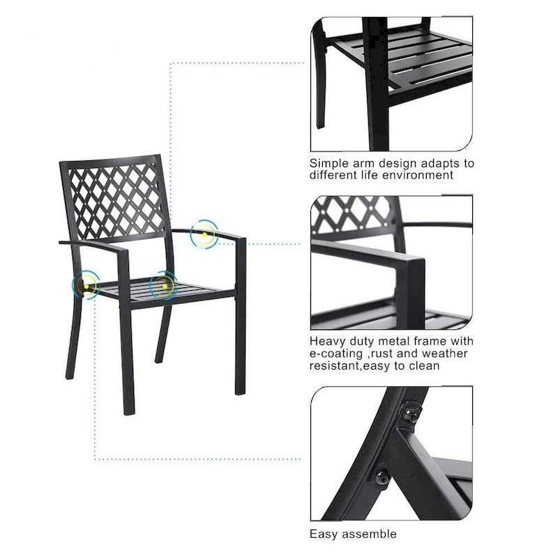 MAISON ARTS 5-Piece Outdoor 37.8/42 Round Metal Patio Dining Set
