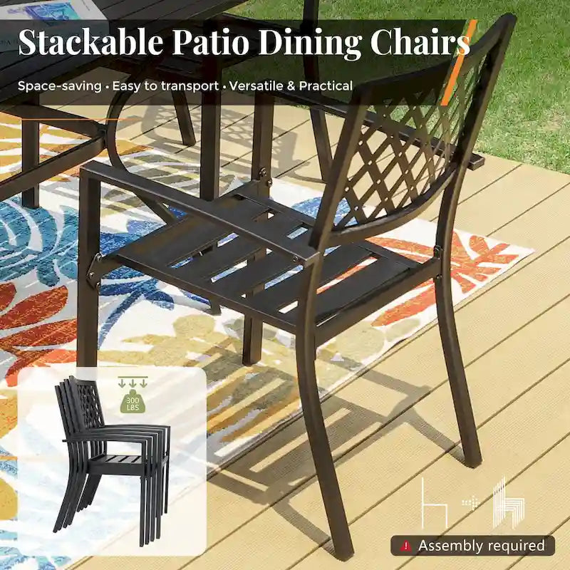 MAISON ARTS 5-Piece Outdoor 37.8/42 Round Metal Patio Dining Set