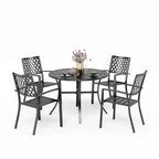MAISON ARTS 5-Piece Outdoor 37.8/42 Round Metal Patio Dining Set