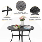MAISON ARTS 5-Piece Outdoor 37.8/42 Round Metal Patio Dining Set