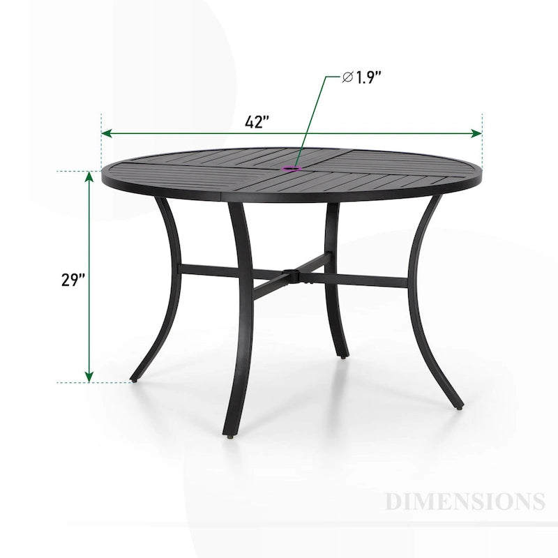 MAISON ARTS 5-Piece Outdoor 37.8/42 Round Metal Patio Dining Set