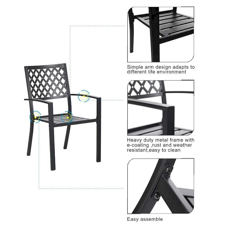 MAISON ARTS 5-Piece Outdoor 37.8/42 Round Metal Patio Dining Set