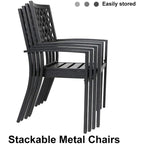 MAISON ARTS 5-Piece Outdoor 37.8/42 Round Metal Patio Dining Set