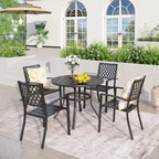 MAISON ARTS 5-Piece Outdoor 37.8/42 Round Metal Patio Dining Set
