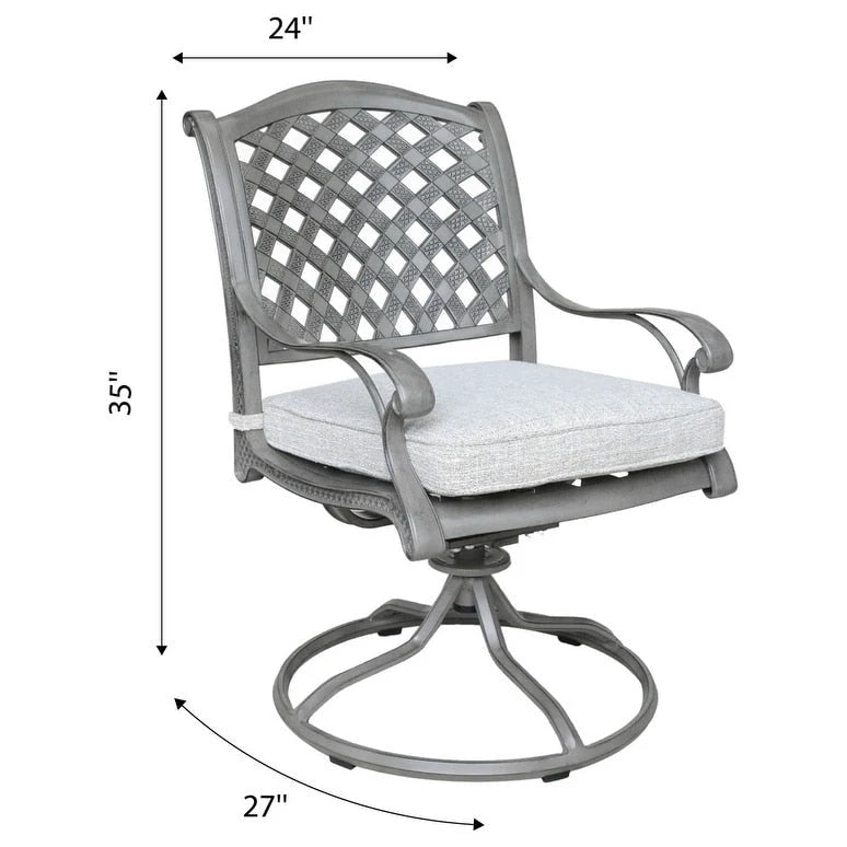 Ventura Cast Aluminum Dining Swivel Rocker with Cushion (Set of 2)